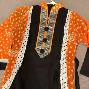 Orange and Black Women's Dress
